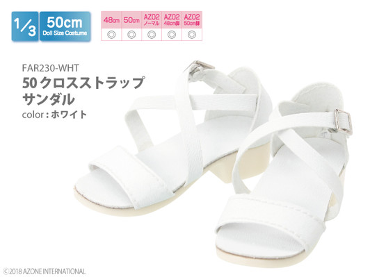 Azone FAR230-WHT 50cm doll Cross Strap Sandals White
