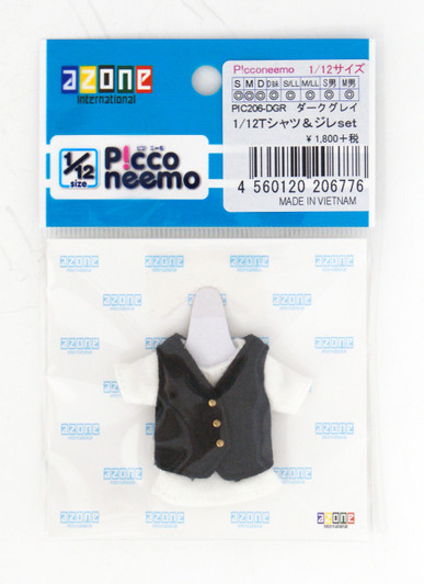 Azone PIC206-DGR 1/12 Picco Neemo T-shirt & Gilet Set Dark Gray