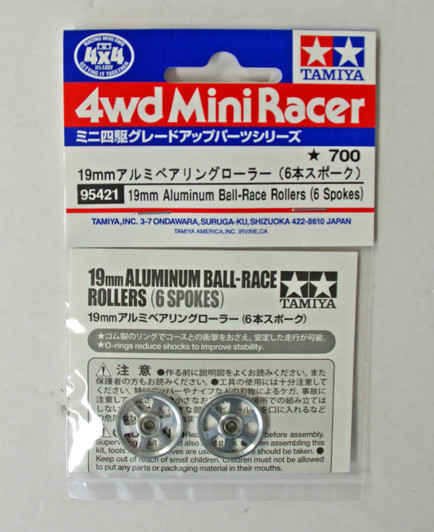Tamiya 95421 Mini 4WD Aluminum Ball-Race Rollers (6 Spokes)
