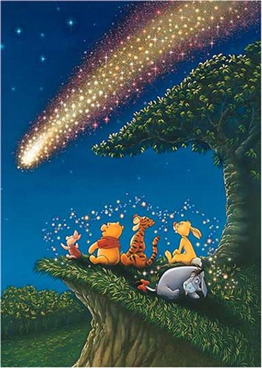 Tenyo Japan Jigsaw Puzzle D-300-704 Winnie the Pooh Stars Hologram (300 Pieces)