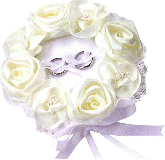Hamanaka H431-120 Wedding Kit Wedding Rose Ring Pillow White