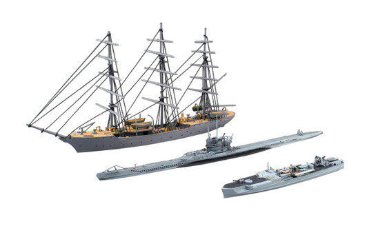 Aoshima Ironclad 56578 Christian Radich & S-boat & U-boat 1/350 Scale Kit Aoshima Ironclad 56578 Christian Radich & S-boat & U-boat 1/350 Scale Kit