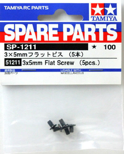 Tamiya 51211 (SP1211) 3 x 5mm Flat Screw (5pcs.)