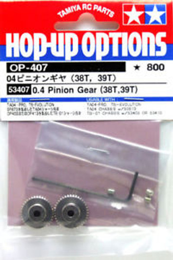 Tamiya 53407 (OP407) 0.4 Pinion Gear (38T,39T)