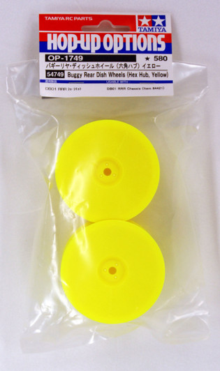 Tamiya 54749 (OP1749) RC 4WD Buggy Rear Dish Wheels Hex Hub Yellow