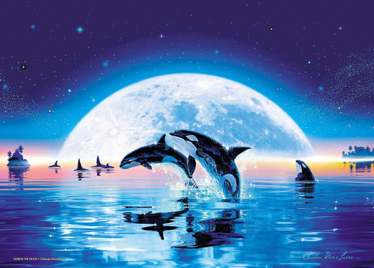 Epoch Jigsaw Puzzle 07-701 Lassen Swim in the Moon Dolphins (500 Pieces)