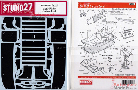 Studio27 ST27-CD20027 Ferrari F92A Carbon decal for Fujimi 1/20