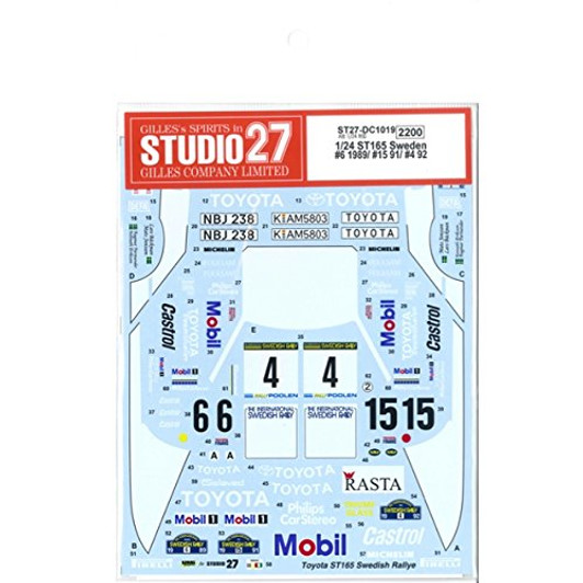 Studio27 ST27-DC1019 Toyota ST165 Celica GT-Four Sweden 1989/91/92 Decal for Aoshima 1/24 Scale