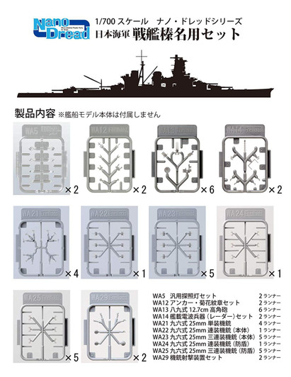 Fine Molds Nano Dread 1/700 IJN Battleship Haruna Detail-Up Parts