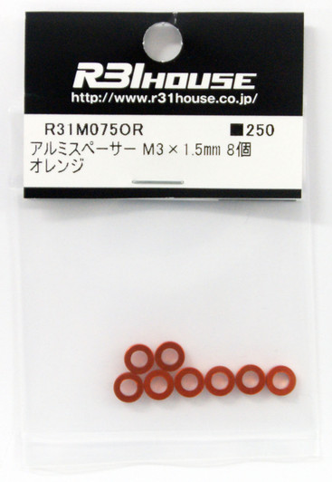 R31HOUSE R31M075OR Aluminum Spacer M3x1.5 mm (Orange/ 8 pcs)
