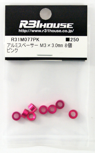 R31HOUSE R31M077PK Aluminum Spacer M3x3.0 mm (Pink/ 8 pcs)