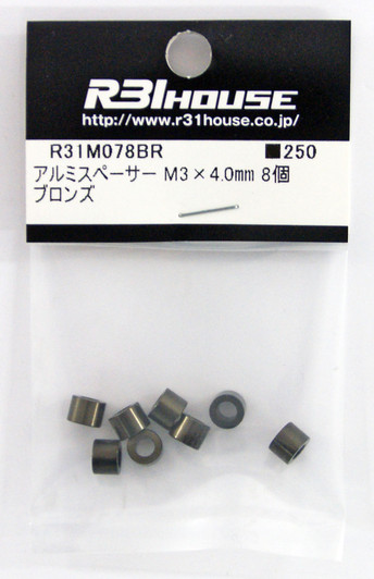 R31HOUSE R31M078BR Aluminum Spacer M3x4.0 mm (Bronze/ 8 pcs)