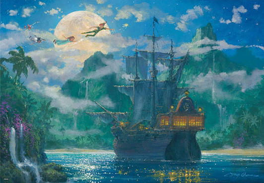Tenyo Japan Jigsaw Puzzle D1000-416 Disney Peter Pan Moon Rise Over Pirates Cove (1000 Pieces)
