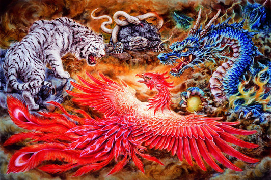 Epoch Jigsaw Puzzle 23-091 Kayomi Harai Japanese Illustration Four Gods (2016 S-Pcs)