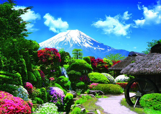 Epoch Jigsaw Puzzle 01-072 Japanese Garden in Bloom and Mountain Fuji (108 Pieces)