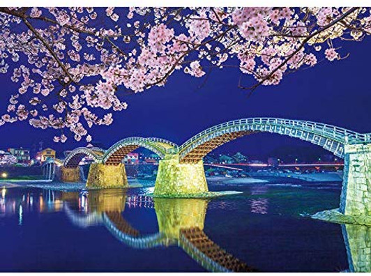 APPLEONE Jigsaw 500-268 Kintai Bridge Night Sakura (500 Pieces)