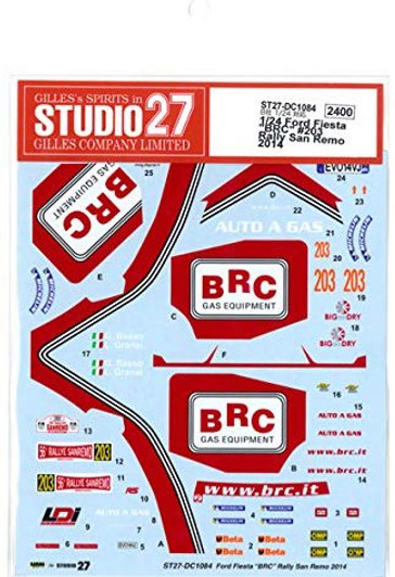 Studio27 ST27-DC1084 Ford Fiesta BRC #203 Rally San Remo 2014 Decals for Belkits 1/24 (11453) Studio27 ST27-DC1084 Ford Fiesta BRC #203 Rally San Remo 2014 Decals for Belkits 1/24 (11453)