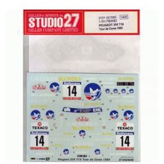 Studio27 ST27-DC709C Peugeot 205 T16 Tour de Corse '85 Decals 1/24 (07098)