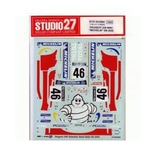 Studio27 ST27-DC598C Peugeot 206 WRC MICHELIN GB 2002 Decals 1/24 (05988)