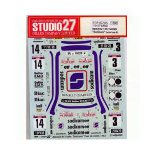 Studio27 ST27-DC707C Renault 5 TURBO Sodicam Tour de Corse '82 Decals 1/24 (07074)