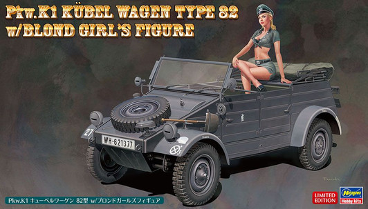 Hasegawa 1/24 PKW.K1 Kubelwagen Type 82 w/Blonde Girl Figure Plastic Model