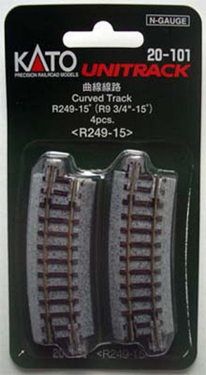 Kato 20-101 249mm (9 3/4') 15・ｾ・・ｽｺ Curve Track R249-15 (N scale)
