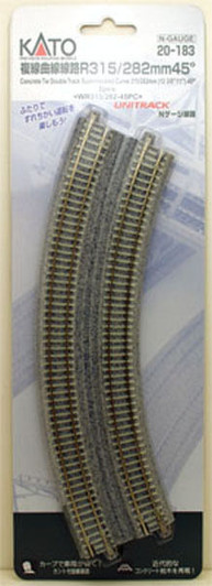 Kato 20-183 315/282mm 45・・ｻ・ｽｾ・・ｻ・・ｻ・ｽｽ・ｽｺ Curve Track WR315/282-45PC (N scale)