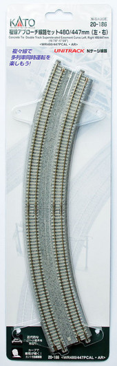 Kato 20-186 480/447mm (18 7/8'-17 5/8') 22.5・ｾ・・ｽｺ+22.5・ｾ・・ｽｺ Curve Track  (N scale)