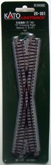 Kato 20-301 186mm (7 5/16') Right 15・・ｻ・ｽｾ・・ｻ・・ｻ・ｽｽ・ｽｺ Crossing X15R (N scale)