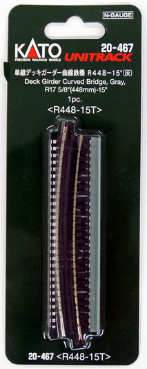 Kato 20-467 UNITRACK R448mm-15ﾂｺ Deck Girder Curved Bridge (Gray) (N scale)
