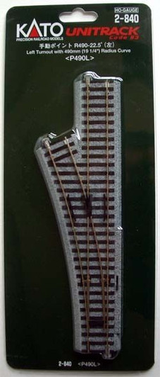 Kato 2-840 Manual Left Turnout with 490mm Radius Curve P490L (HO scale)