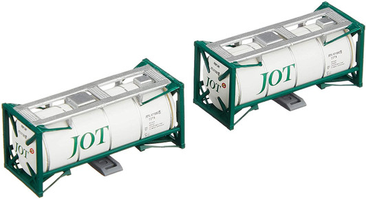 Popondetta 8519 20ft Tank Container Beam Type JOT Green (2pcs.) (N scale)