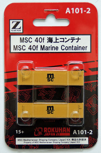 Rokuhan A101-2 40f Marine Container MSC 2 pcs (1/220 Z Scale)