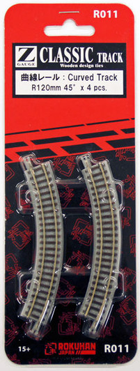 Rokuhan R011 R120mm 45・ｾ・・ｽｺ Curved Track 4 pcs. (1/220 Z Scale)