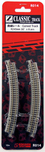 Rokuhan R014 R245mm 30・・ｻ・・・・ｽｽ・ｽｺ Curved Track 6 pcs. (1/220 Z Scale)
