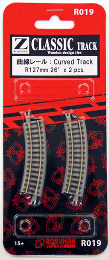 Rokuhan R019 R127mm 26・ｾ・・ｽｺ Curved Track 2 pcs. (1/220 Z Scale)