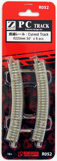 Rokuhan R052 R220mm 30・・ｻ・・・・ｽｽ・ｽｺ Curved Track 6 pcs. (1/220 Z Scale)