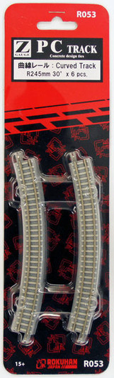 Rokuhan R053 R245mm 30・・ｻ・・・・ｽｽ・ｽｺ Curved Track 6 pcs. (1/220 Z Scale)