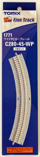 Tomix 1771 Wide PC 280mm Radius 45ﾃ｣ﾂ・ﾂｻﾃ｣ﾂ・ﾂ・ﾃｯﾂｽﾂｽﾂ・Eﾂｺ Curve Track C280-45-WP(F) (4 pcs.) (N scale)