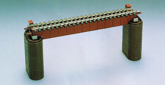 Tomix 3028 Deck Girder Bridge w/ 2 Brick Piers (Red) (N scale)