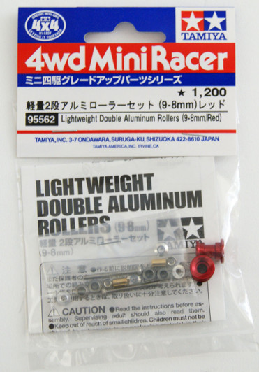Tamiya 95562 Mini 4WD Lightweight Double Aluminum Rollers (9-8mm) Red