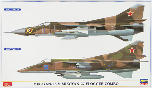 Hasegawa 02108 Mikoyan-23 & Mikoyan-27 Flogger Combo (2 Kits) 1/72 Scale Kit