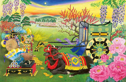 Appleone Jigsaw Puzzle Izumi Kazumi Japanese Art Lucky Cow For 2021 Year Of The Ox (1000 Pieces)