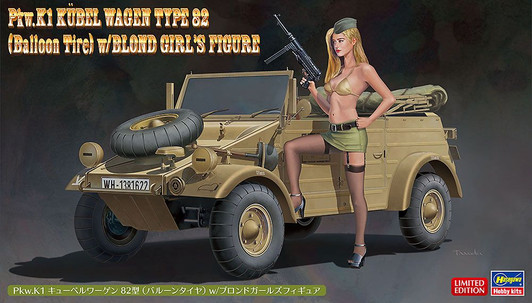 Hasegawa 1/24 PKW.K1 Kubelwagen Type 82 w/Blond Girl Figure Plastic Model