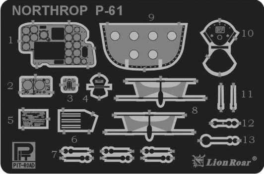 Pit-Road Etching Parts for P-61 Combat Aircraft Plastic Model