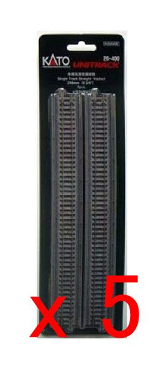 5x Kato 20-400 Single Track Straight Viaduct 248mm (9 3/4') S248V (2pcs.) (N scale)