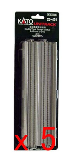 5x Kato 20-401 Double Track Straight Viaduct 248mm (9 3/4') WS248V (2pcs.) (N scale)