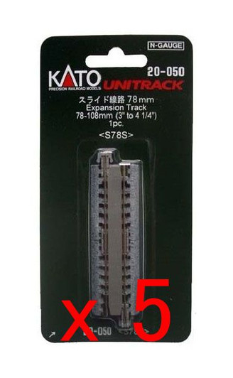5x Kato 20-050 Expansion Track 78mm-108mm (3'-4 1/4') S78S (1pc.) (N scale)