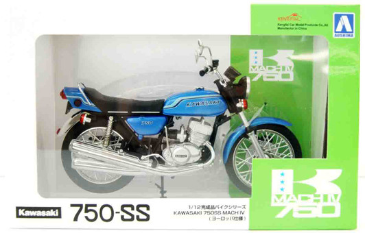 Aoshima SKYNET 1/12 Kawasaki 750SS Mach IV (Europe Specification) Candy Blue Finished Model