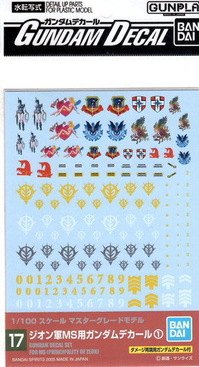 Bandai Gundam Decal No.17 for MG 1/100 MS Principality of Zeon (1)